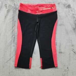Lucy Leggings Womens S Black Pink Crop Capri Zip Pocket Workout Yoga Running Gym
